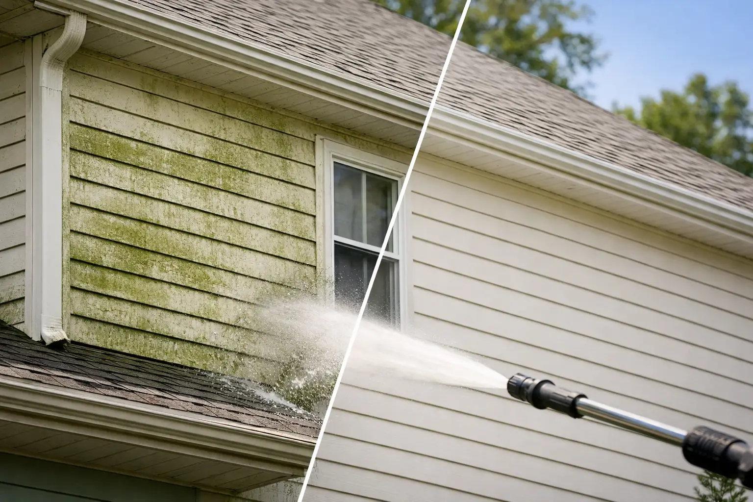 House Washing Results for Algae-Stained Siding